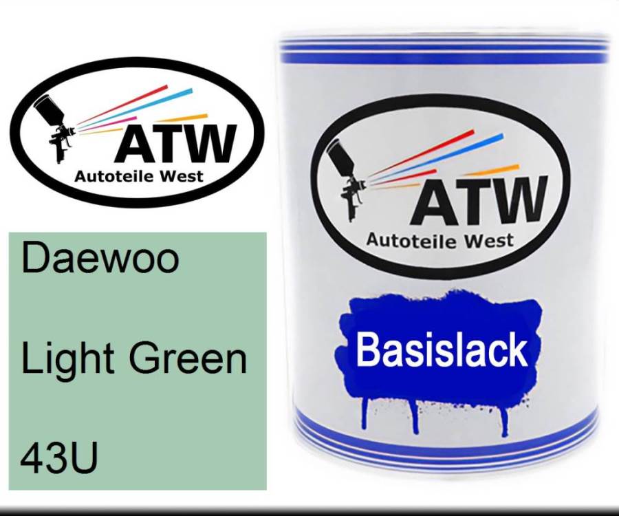 Daewoo, Light Green, 43U: 1L Lackdose, von ATW Autoteile West.